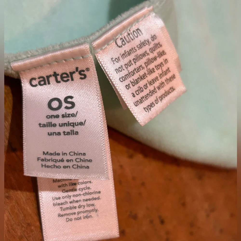 Carter’s Gray Mouse Mint Aqua Blanket Rattle Lovey 2014